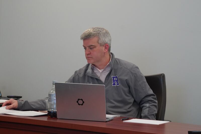 Rochelle Schools Superintendent Jason Harper participates in a meeting at Rochelle Township High School on Monday, Nov. 17, 2025.