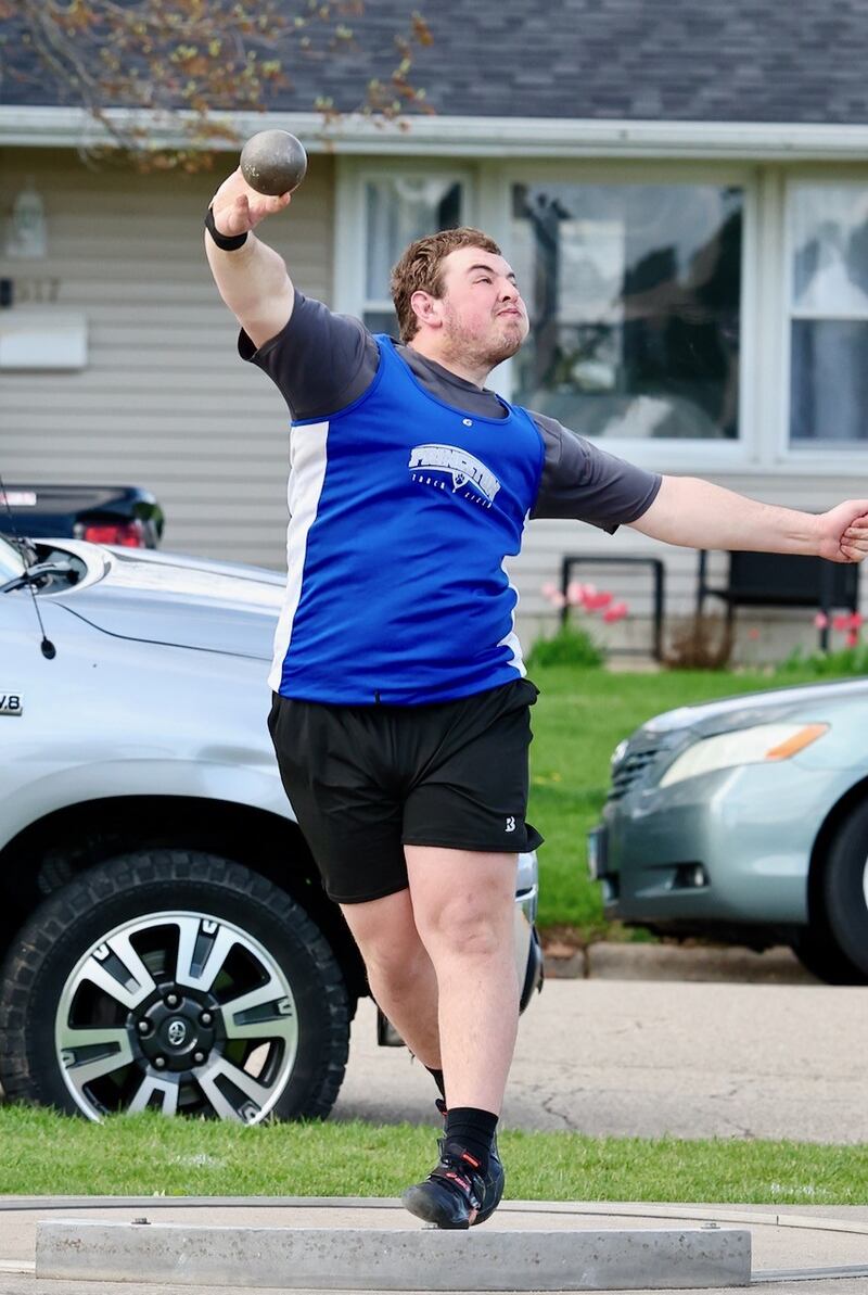 Princeton's Cade Odell throws the shot in Monday's Ferris Invite at Princeton.