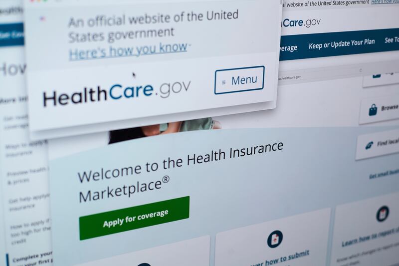 Pages from the U.S. Affordable Care Act health insurance website healthcare.gov are seen on a computer screen in New York on Tuesday, Aug. 19, 2025.