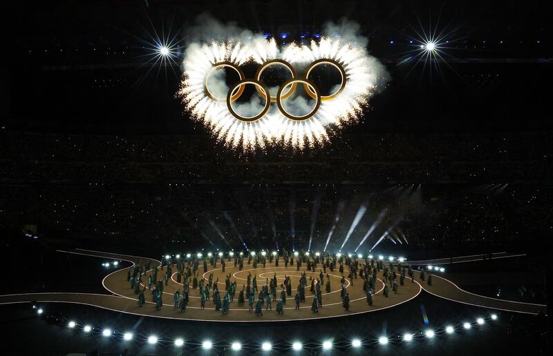 Performers at the Olympic opening ceremony at the 2026 Winter Olympics, in Milan, Italy, Friday, Feb. 6, 2026. (Susana Vera/Pool Photo via AP)