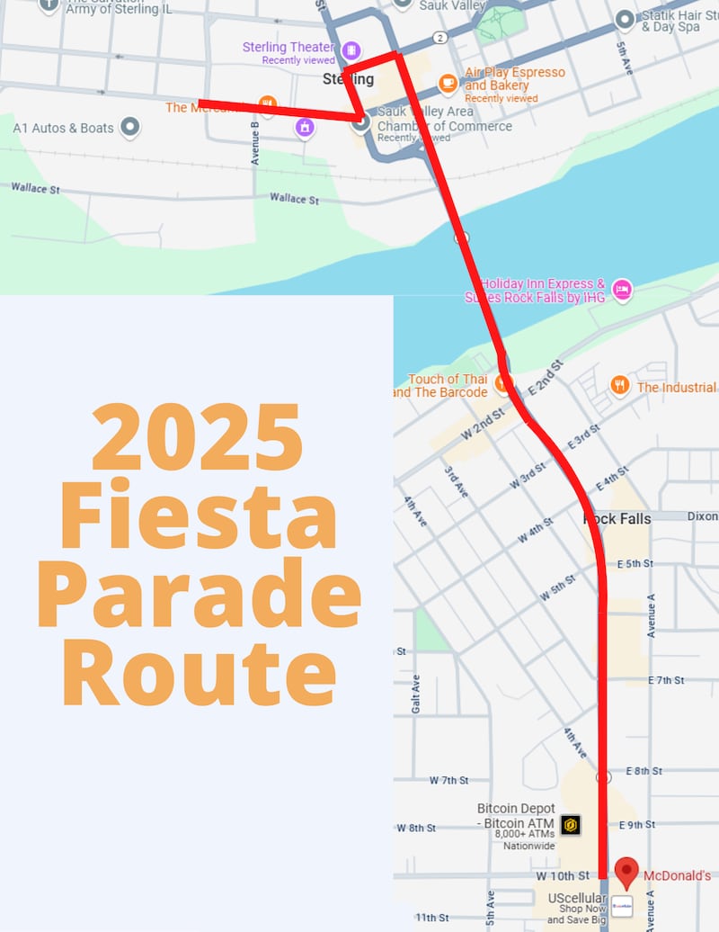 The annual Fiesta Parade on Sept. 20, 2025, will start at McDonald’s in Rock Falls and disperse by County Market/Sauk Valley Bank in Sterling.