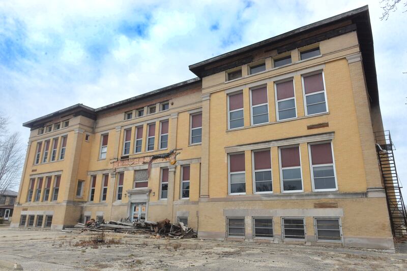 The Polo City Council voted unanimously March 12 to demolish the Congress School, 208 N. Congress Ave., citing potential liability issues and a public safety risk. This photo of the building's main entrance on its south side was taken on Tuesday, March 18, 2025.