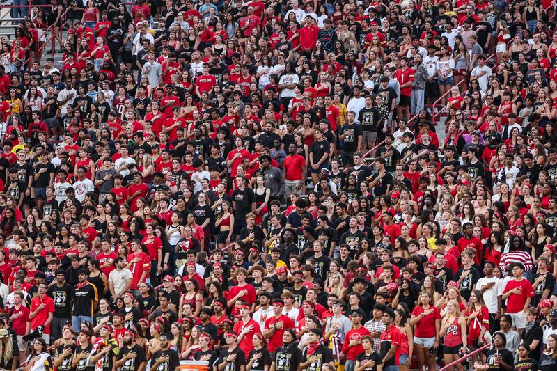 Maryland fans cheer during the team's 20-9 win over NIU on Friday, September 5, 2025.