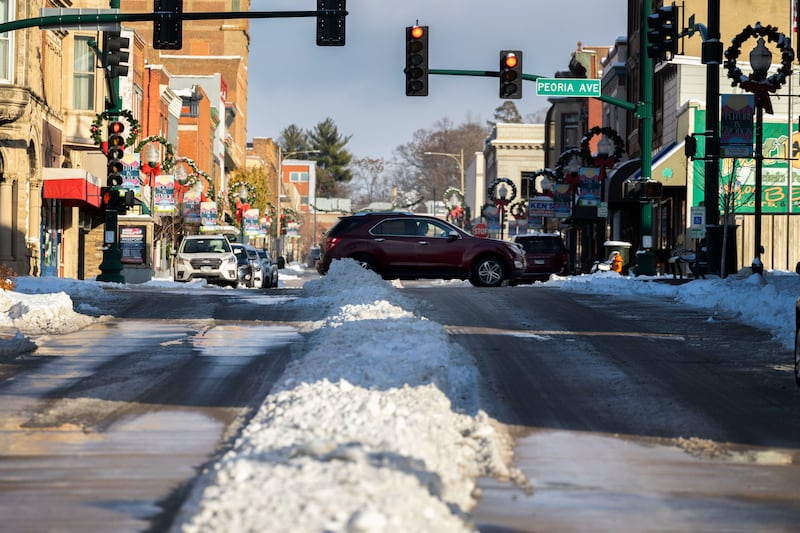 Roads in Dixon are mostly clear Sunday, Nov. 30, 2025, after over eight inches of snow fell in the area.