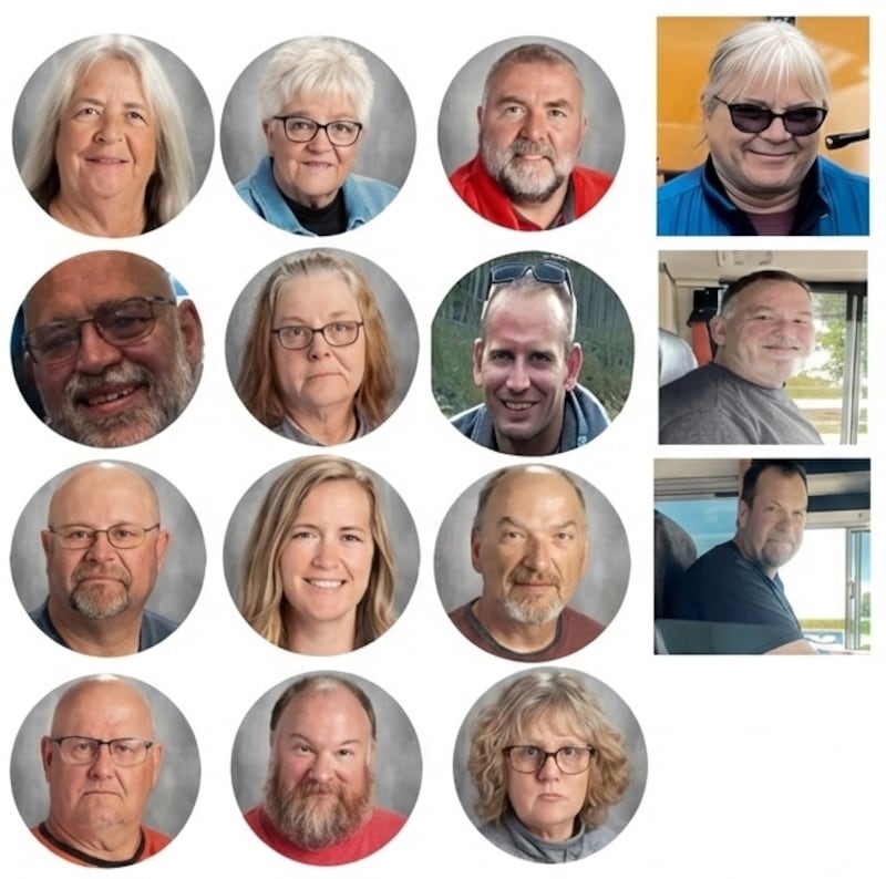 District bus drivers include Kathy Bickford, Marsha Birkholz, Kirk Janicke, Laura Hillman, Mike Kortemeiver, Erin Liebow, Steve Metzger, John Mershon, Dan Miller, Kelley Parks, Todd Stark, Brent Smith, Chet Strehlow, Joel Tuten and Heather Weaver (transportation director/driver).