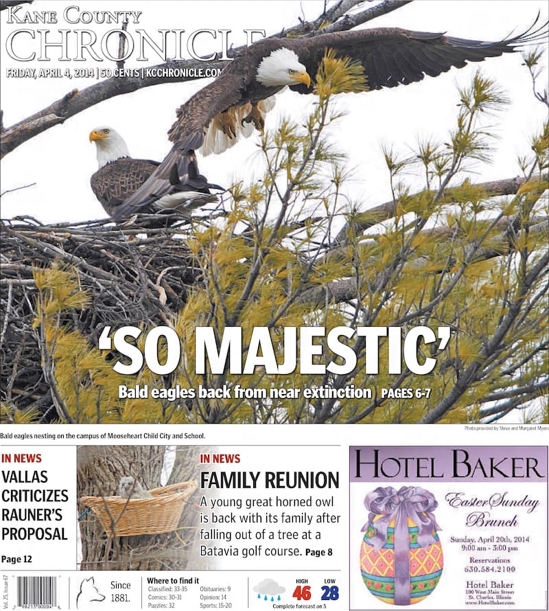 The cover of the Kane County Chronicle for April 4, 2014