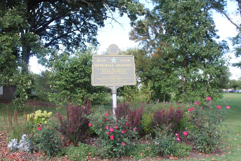 The Blue Star Memorial Highway garden at the Colonel Palmer House in Crystal Lake created by the Green Gate Garden Club.