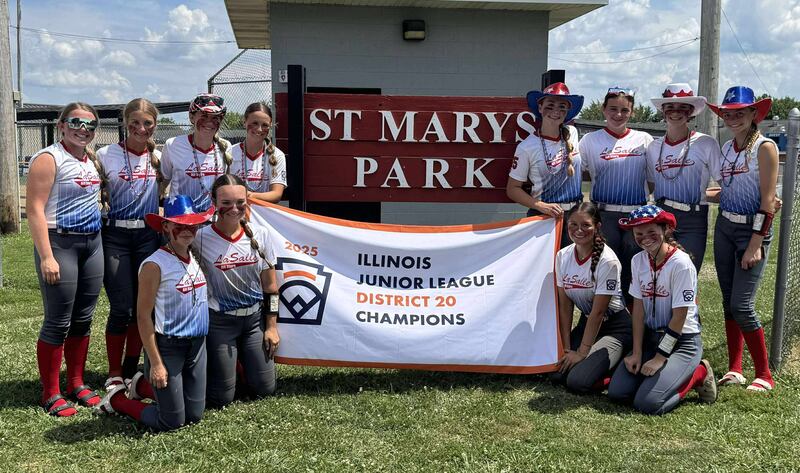The La Salle Junior League softball team finished second in the state tournament after losing 4-2 to Evergreen Park in the title game Wednesday in Rochelle. Team members are Allie Inman, Annika Bauer, Bethany Kasperski, Cara Kilmartin, Eliana Opsal, Elyse Grubich, Kaylee Newell, Kennedy Kramarsic, Lily Tielebein, Preslee Harmon, Siena Combs and Tenley Pyszka.