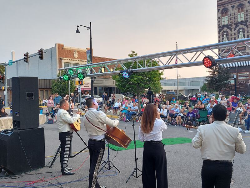 Tecalitan y Nora perform Friday, July 26, 2024, during the Jammin' at the Clock on Monroe Street along Heritage Park in Streator.