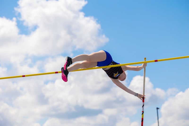 Newark’s Tess Carlson clears the bar in the 1A Pole Vault at the IHSA girls state track meet in Charleston last season.