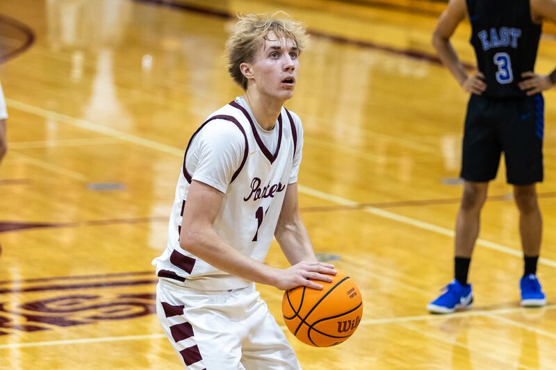 Lockport's Nedas Venckus shoots a free throw during a varsity basketball game against Lincoln-Way East at Lockport Township High School East Campus on Jan. 23, 2026.