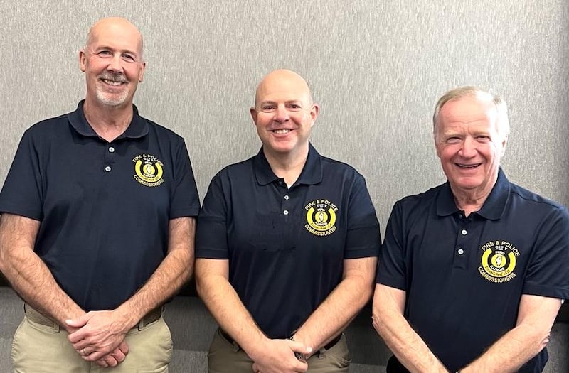 Peru fire and police commissioners Roelif Loveland (from left), Chris Vaske, and Greg Vaccaro