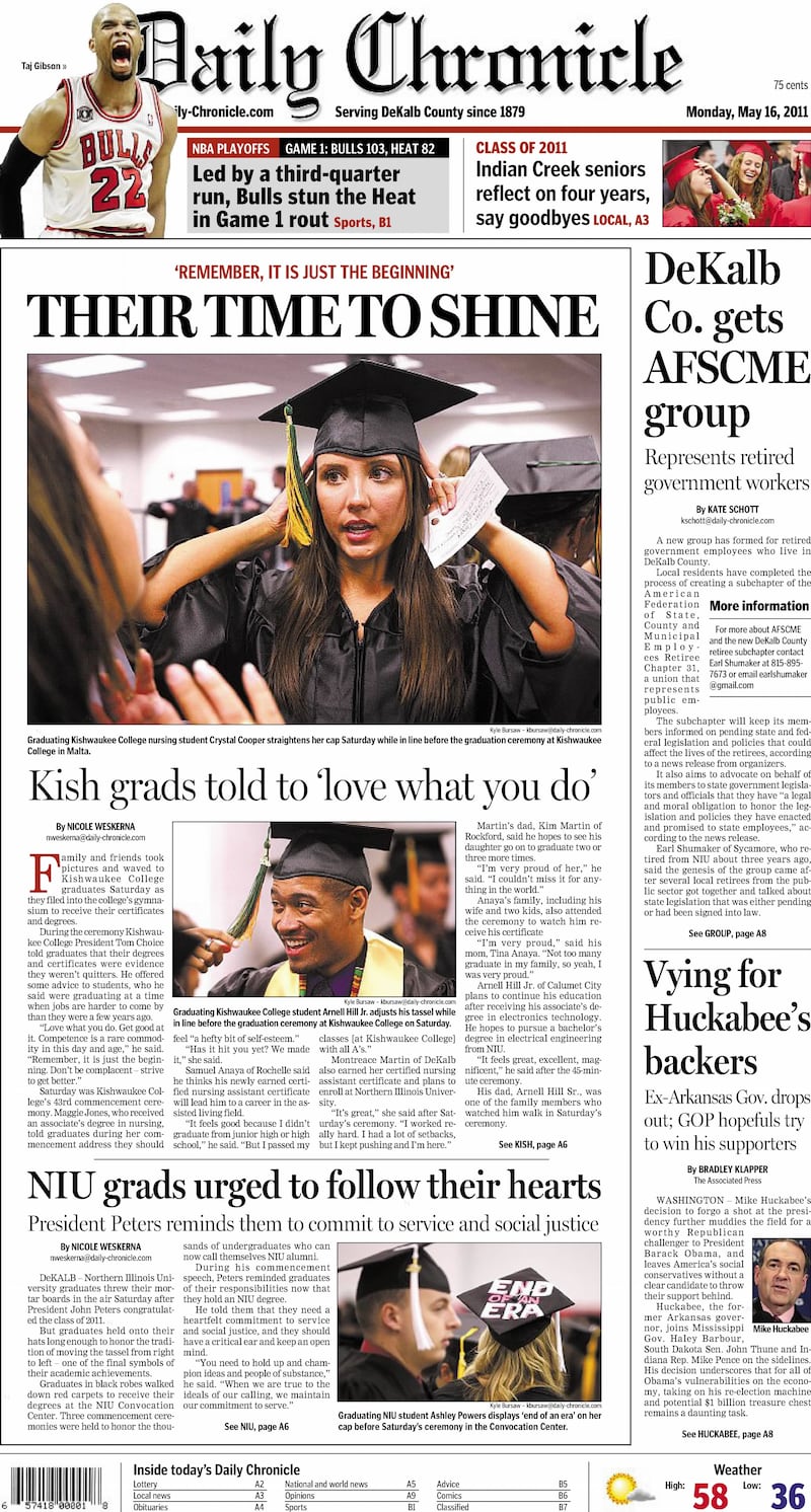 The Daily Chronicle cover for May 16, 2011