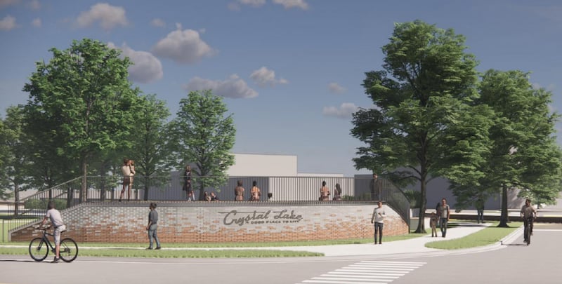 A rendering of the theater-in-the-round structure at Crystal Lake's Depot Park.
