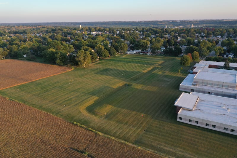 An aerial view behind JFK School on Wednesday, Sept. 17, 2025 in Spring Valley.