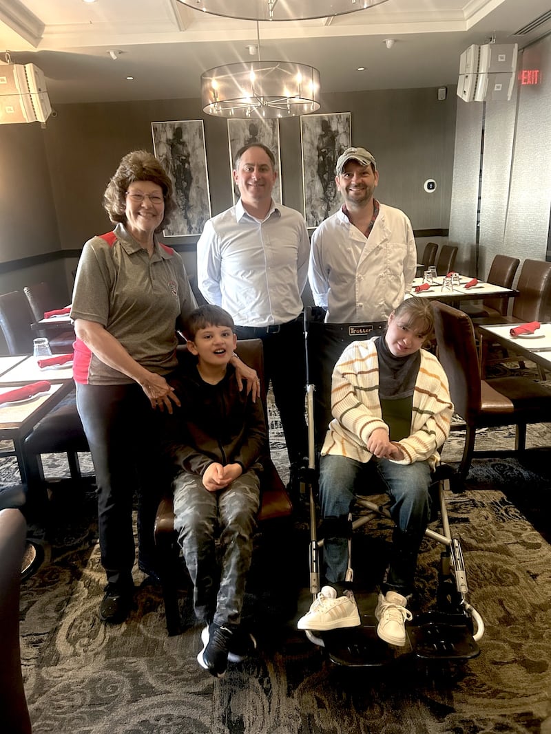 Seated: Everett Jamison, Sarah Popurella
Standing: Jessica Kreiser (Executive Director at LW), Jim Lannen, Co-Owner of Uptown Grill, Chris Plankenhorn, Chef.
The Lighted Way Children’s Developmental Center in La Salle will be hosting its annual spaghetti supper from 3:30 to 7 p.m. Monday, April 28, at Uptown Grill, 601 First St., La Salle.
To donate or if you have questions call Lighted Way at 815-224-1345 or email Kreiser at jkreiser@lway1.org.