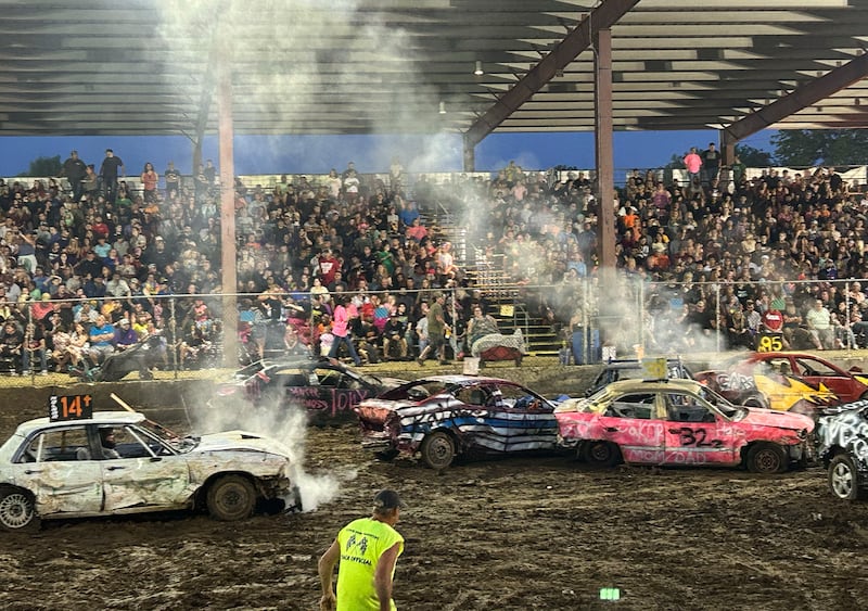 The grandstand was packed for the Ogle County Fair's demolition derby on Saturday, Aug. 2, 2025.
