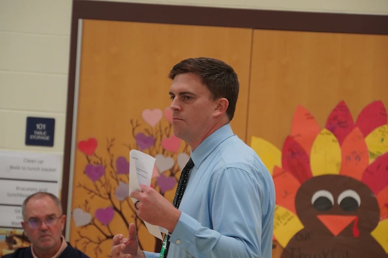 Tilton Elementary School Principal Ben Schwartz provides an update to the Rochelle Elementary School District Board of Education at its Tuesday, Dec. 9, 2025 meeting.