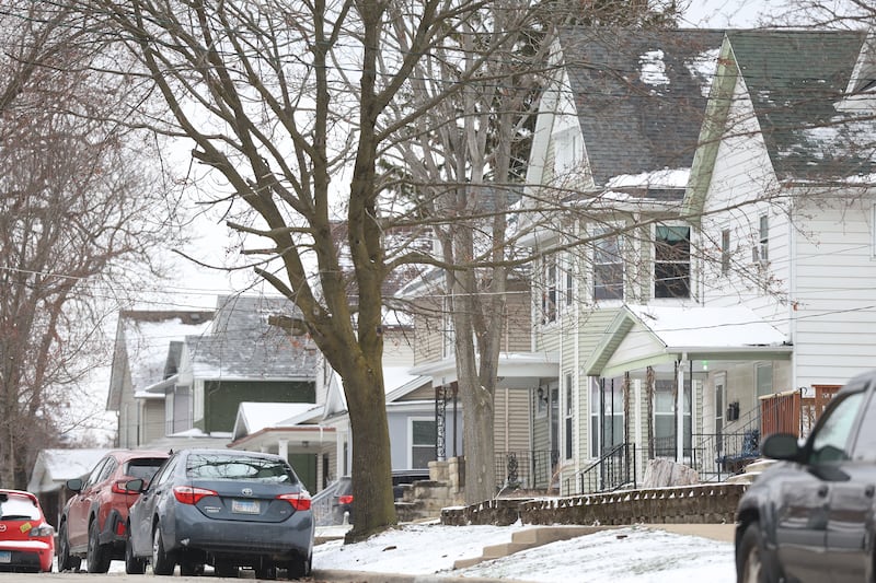 Homes sit along a residential area of Joliet on Monday, March 16, 2026.