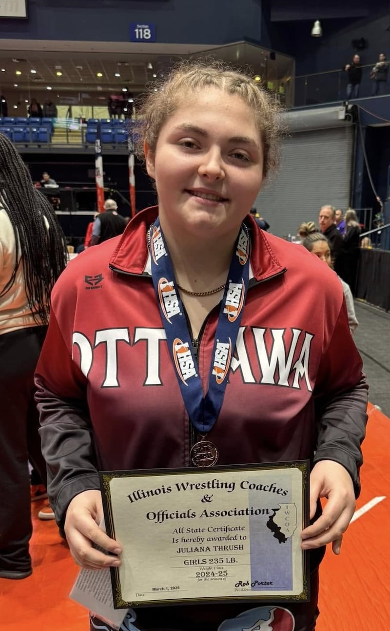 Ottawa junior Juliana Thrush finished sixth at 235 pounds at state for the second consecutive season, finishing the year with 35 victories