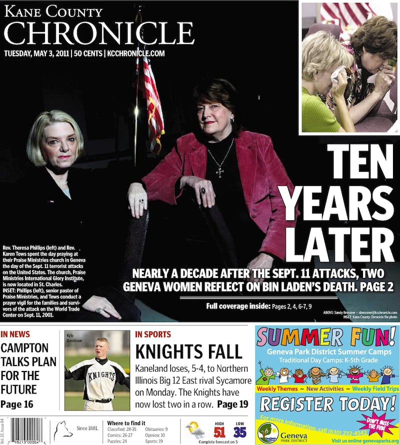 The cover of the Kane County Chronicle for May 3, 2011