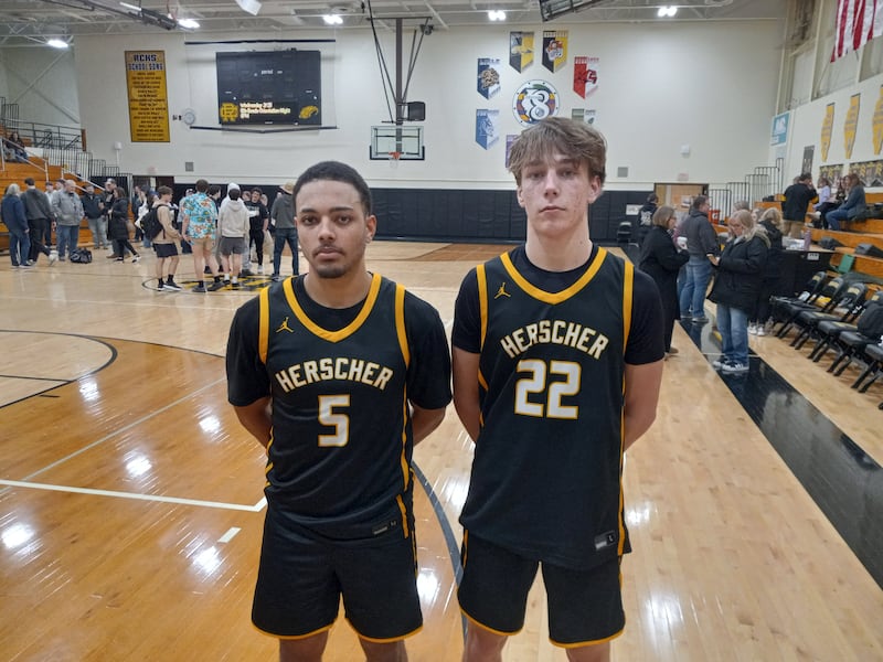 From left, Herscher's Alek Draper and Tyler Lundberg