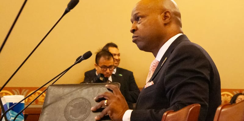House Speaker Emanuel “Chris” Welch presents his bill to limit where federal immigration centers can be placed in Illinois to a House committee on Wednesday, March 25, 2026