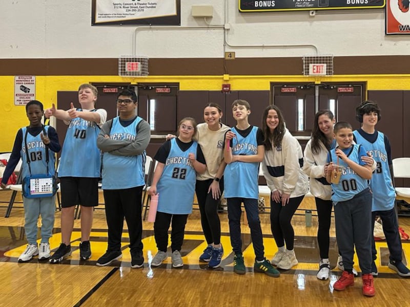 The Plainfield School District 202 middle schools Blue Cheetahs Special Olympics team at the Jan. 13 regional tournament.