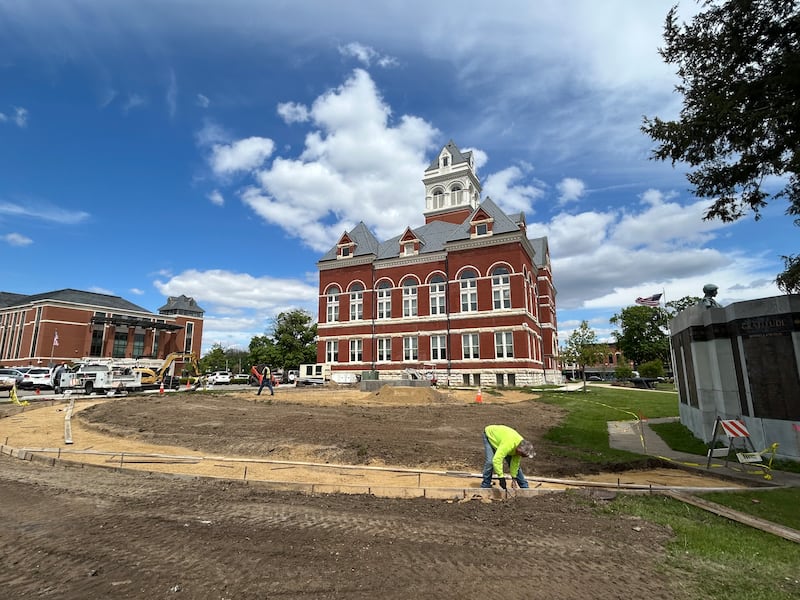 Construction recently began on a Memorial Plaza project on the south side of the historic Ogle County Courthouse property.