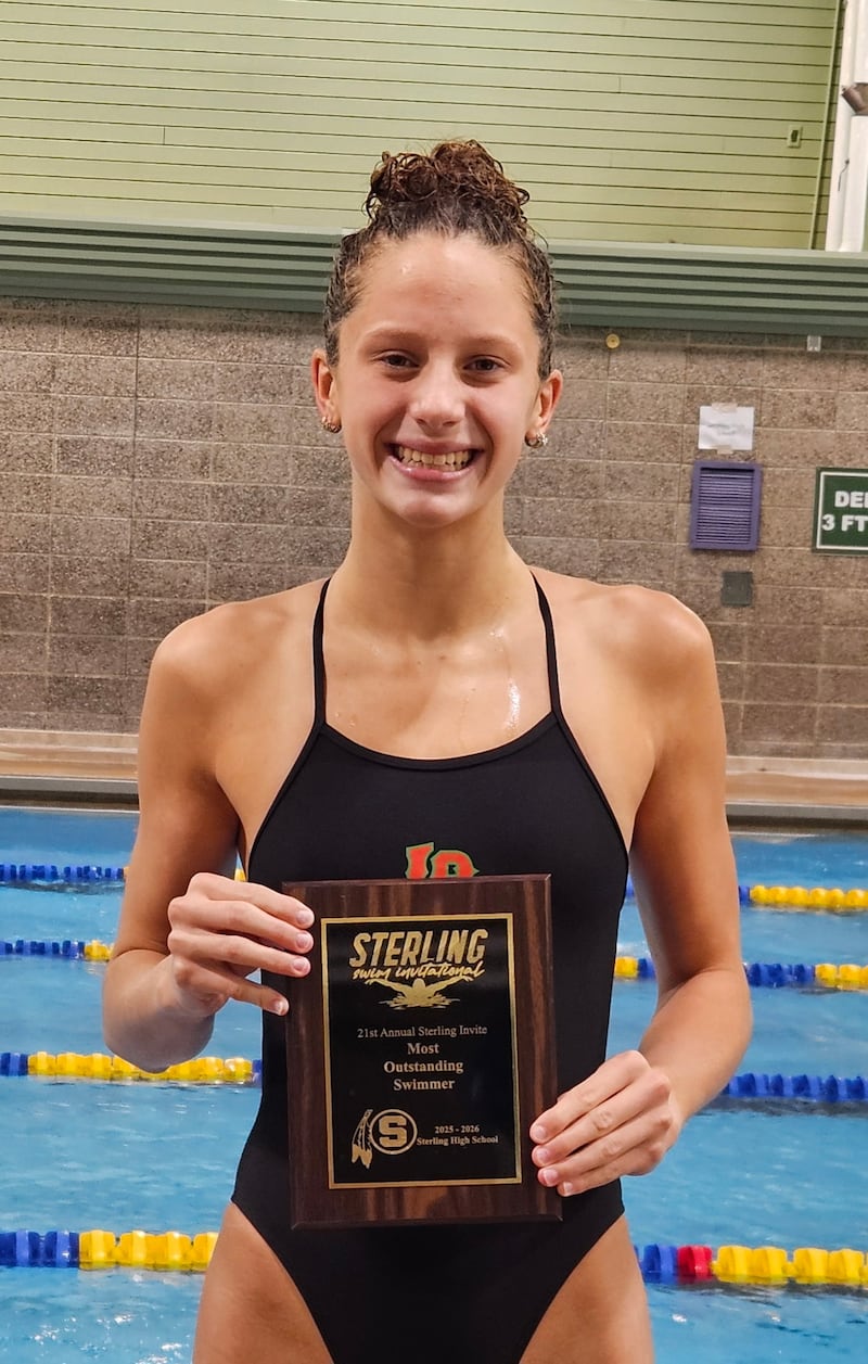 La Salle-Peru co-op junior Sam Nauman was named Swimmer of the Meet at the Sterling Invitational on Saturday, Sept. 6, 2025. She won two individual events and swam on a winning relay to help the Cavaliers to the team title.