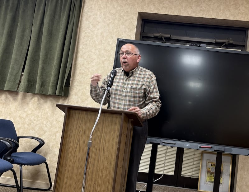 Princeton Mayor Ray Mabry speaks from the podium during a Princeton City Council meeting Monday, March 2 at City Hall in Princeton.