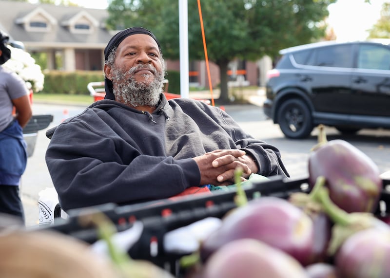 Pembroke produce farmer John Thurman poses for a photo at the Kankakee Farmers' Market at his stand on Saturday, Oct. 18, 2025. Thurman was a vendor at the first Kankakee market 27 years ago and will return for the final market on Saturday, Oct. 25, 2025.
