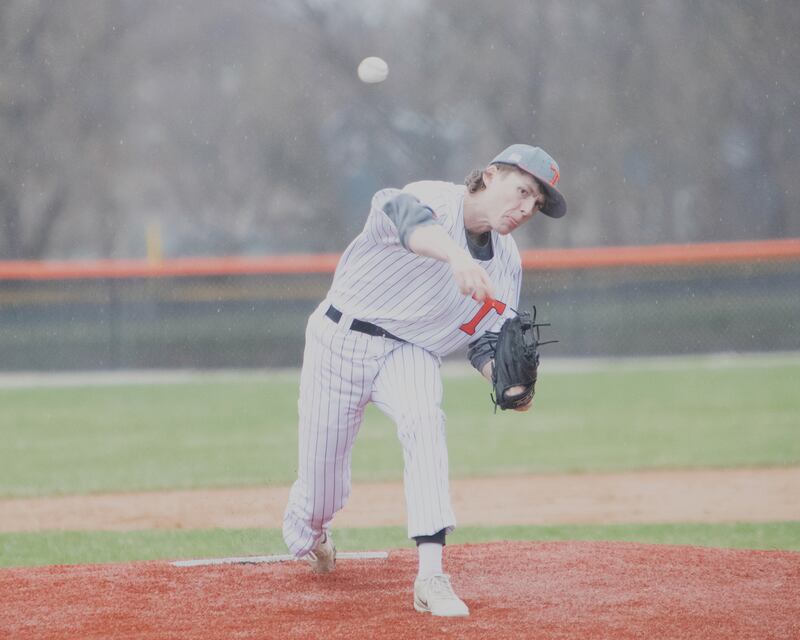 Crystal Lake Central's John Gariepy delivers a pitch against Lake on Friday April 4, 2025 in Crystal Lake.