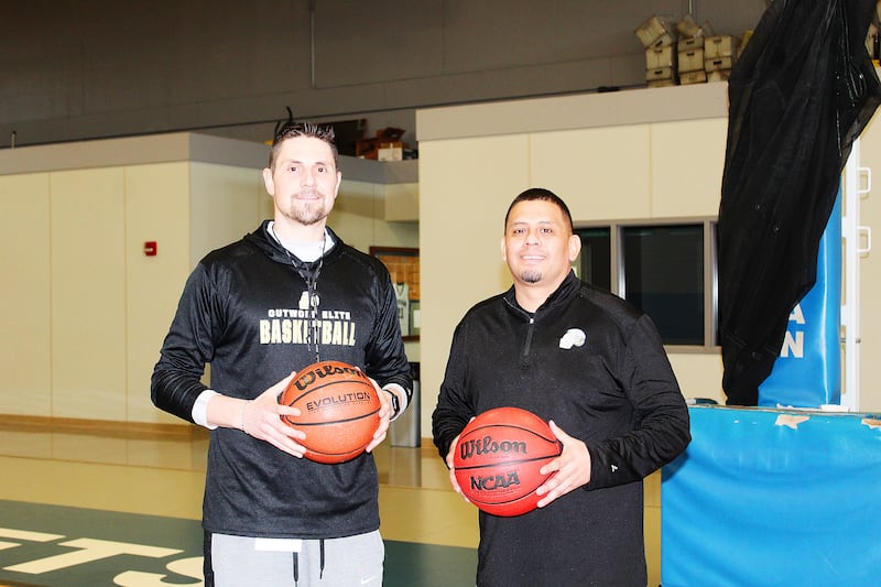 Sterling High School alumni Josh Binder (left) and DJ Olalde started the Outwork Elite basketball program in 2017 to share their basketball acumen to aspiring middle and high school basketball players in northern Illinois, with plenty of Sterling, Rock Falls and Newman Central Catholic students involved.