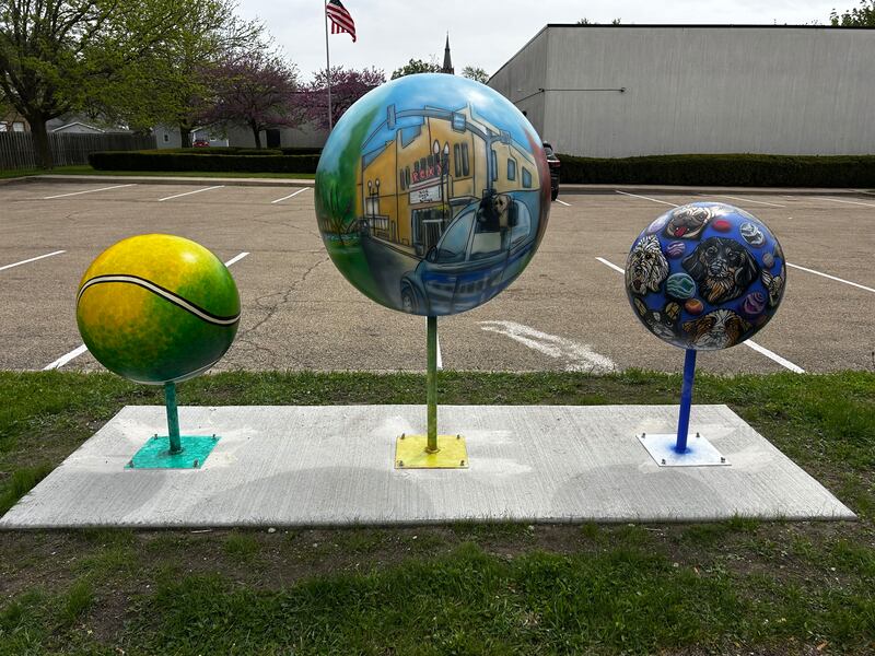 Ruth George’s marble sculptures, located at the Ottawa Historical and Scouting Heritage Museum, is a canine-centric triptych.