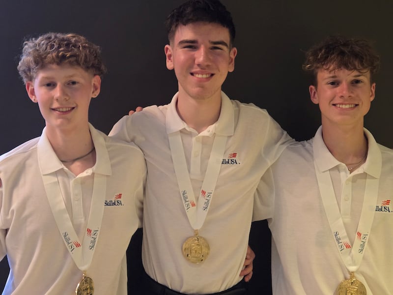 Lockport Township High School students
Stephen Reuter, Samuel Drong, and Gavin Leone earned Gold Medals in Engineering Technology Design at the SkillsUSA National Conference in Atlanta on June 27, 2025.