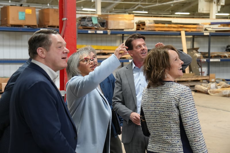 U.S. Rep. Robin Kelly (second from left) and local officials toured the David Bradley Industrial Park campus in Bradley, Feb. 17, 2026.