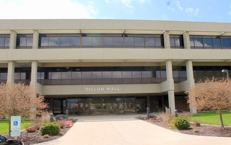 Exterior of Dillon Mall, a main entrance at Sauk Valley Community College, seen on Friday, April 21, 2023.