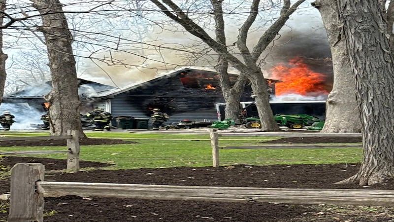 Fire destroys Oswego Township garage Sunday afternoon