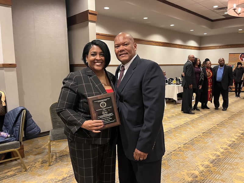 Woodland Middle School Principal Tiffany Drake received the Educator of the Year award for her role in educating students and serving as a leader and role model for youth.