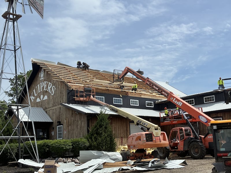 A derecho storm blast blew the roof off the barn at Kuipers Family Farm in Maple Park Wednesday, June 10. No person or animal was injured and repairs to the damage are underway.