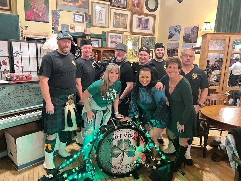 The Joliet Police Department Pipes and Drums will play during the Shamrock Stroll in downtown Joliet on Friday, March 8, 2024. March 5, 2024.