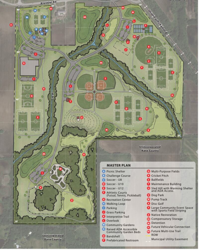 Plans for a new park in Huntley show the amenities officials want to build.