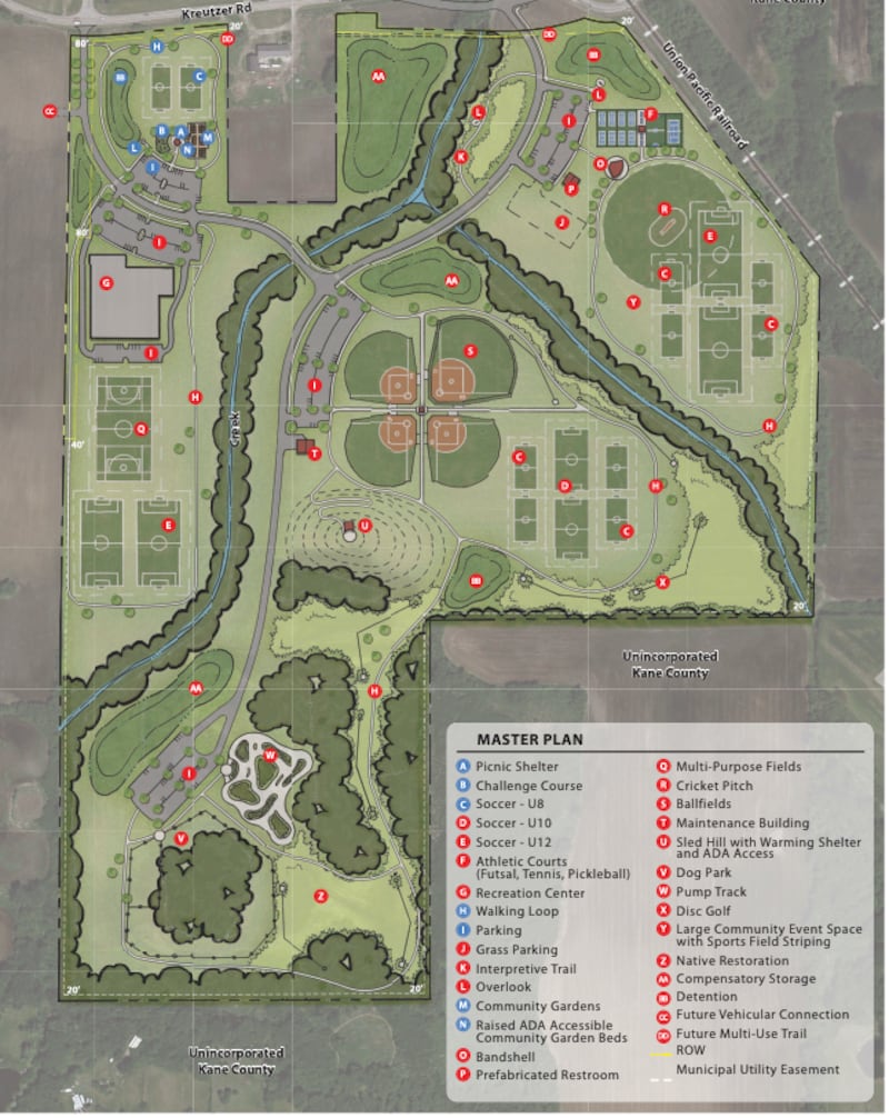 Plans for a new park in Huntley show the amenities officials want to build.