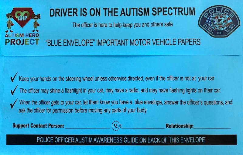 The Blue Envelope Autism Hero Project is designed to support individuals with autism, cognitive disabilities, communication challenges or severe anxiety during interactions with law enforcement.