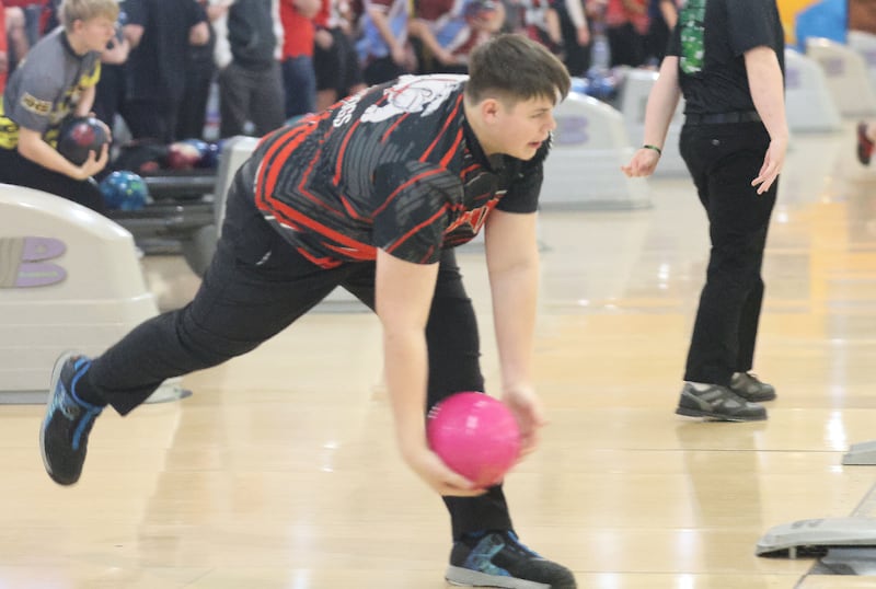 Streator's Tyson Kolojay, bowls on Friday, Jan. 16, 2026 at the Illinois Valley Super Bowl in Peru.