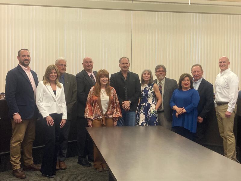 The newly elected members of the Lockport City Council gather after being sworn in on Wednesday, May 7, 2025.