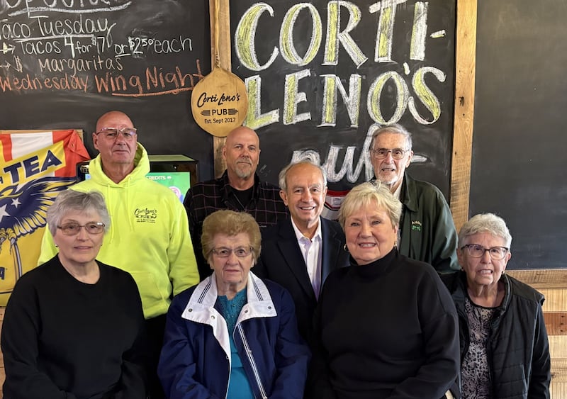The Dickinson House in Oglesby will host a fundraiser fried chicken dinner on Monday, May 18 at CortiLeno’s Pub in Oglesby. Pictured in the back row from left are Dave "Whitey" Wieden owner and host of the dinner, Dickinson Hoyse board members, Gary Moyle, Gary, Peterlin, and Bill Arkins. Front row includes board members, Fran Morrison, Darlene Brown, Bev Sons and Darlene Piecha.