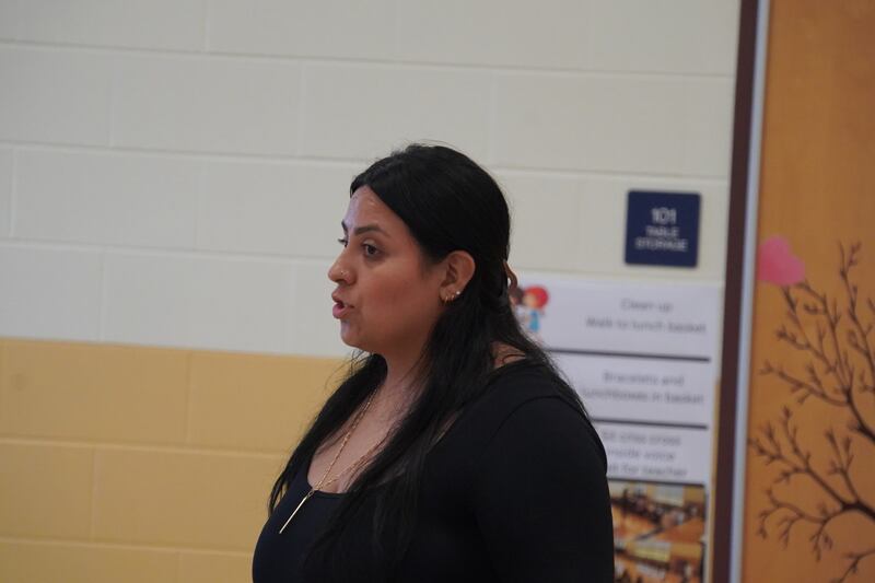 HUB Program Director Yazmin Nambo speaks during the Tuesday, Sept. 9 meeting of the Rochelle Elementary School District Board of Education.
