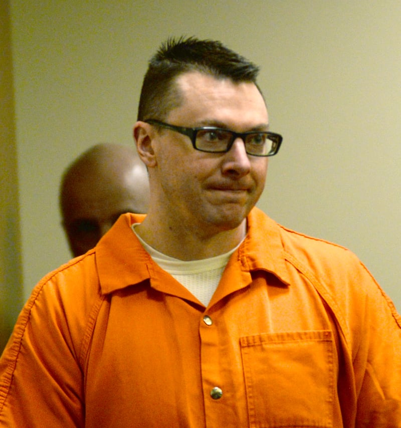Duane Meyer enters an Ogle County courtroom on Wednesday, April 23, 2025.
